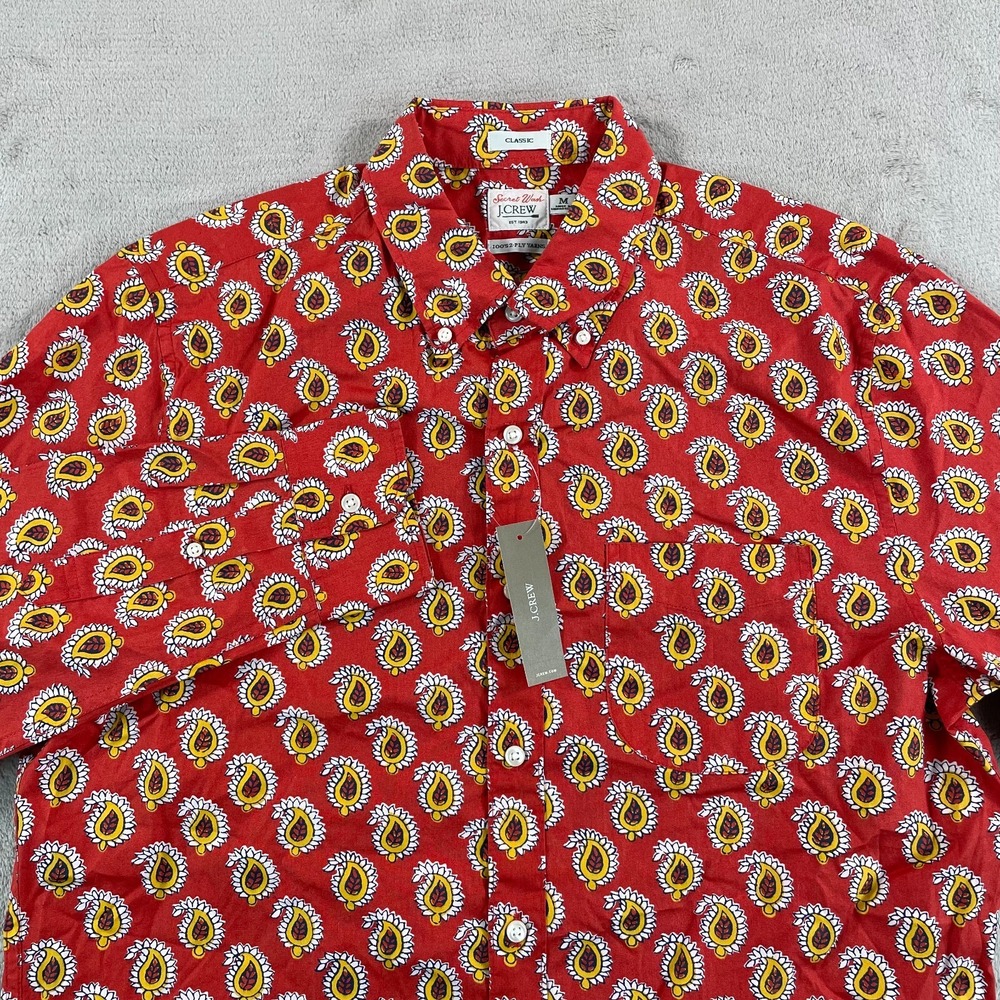 J‎ Crew Secret Wash Shirt Men Medium Multi Paisley Floral AOP Classic Fit NWT